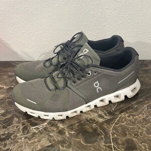 On Running Athletic Shoes Green and White Performance Comfort